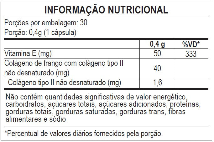 Colágeno Tipo II 40mg 30 Cápsulas Softgel