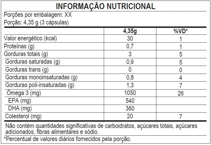 Ômega 3 1000mg EPA 540mg DHA 360mg 60 Cápsulas Softgel